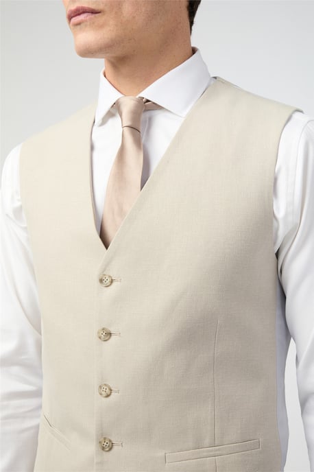 V-neck Tailored Suit Waistcoat in Ecru - Image 2