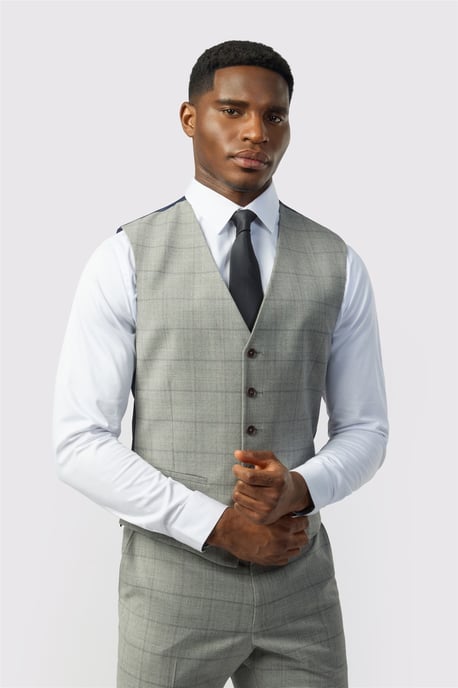 V-neck Regular Suit Waistcoat in Silver - Image 1