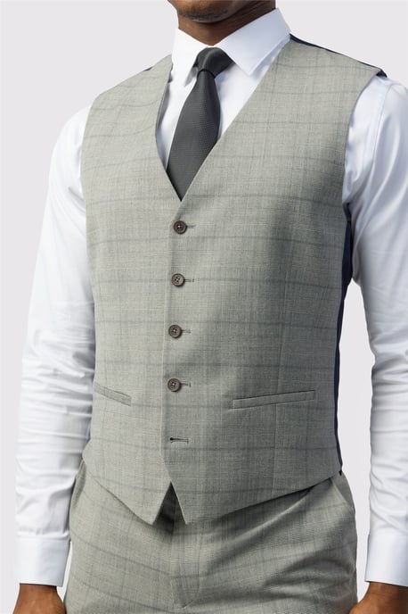 V-neck Regular Suit Waistcoat in Silver - Image 2