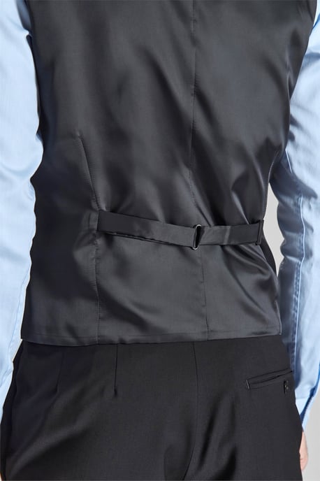 Single Breasted Five Button V-neck Slim Fit Suit Waistcoat in Black - Image 6