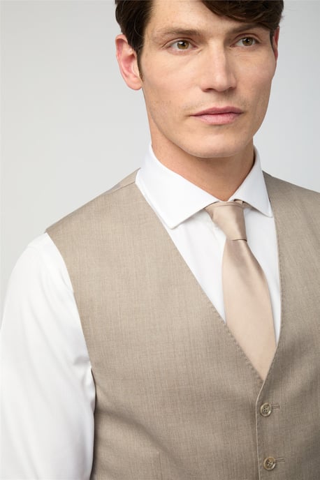 V-neck Tailored Suit Waistcoat in Stone - Image 2