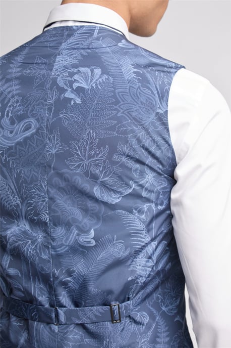 Double Breasted Six Button V-neck Slim Fit Suit Waistcoat in Silver - Image 4