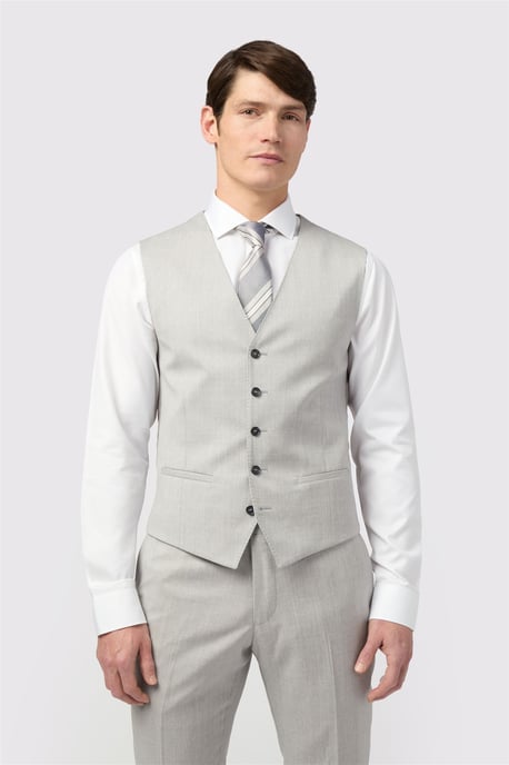V-neck Tailored Suit Waistcoat in Silver - Image 1