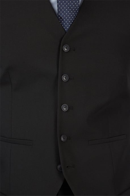 Single Breasted Five Button V-neck Slim Fit Suit Waistcoat in Black - Image 5