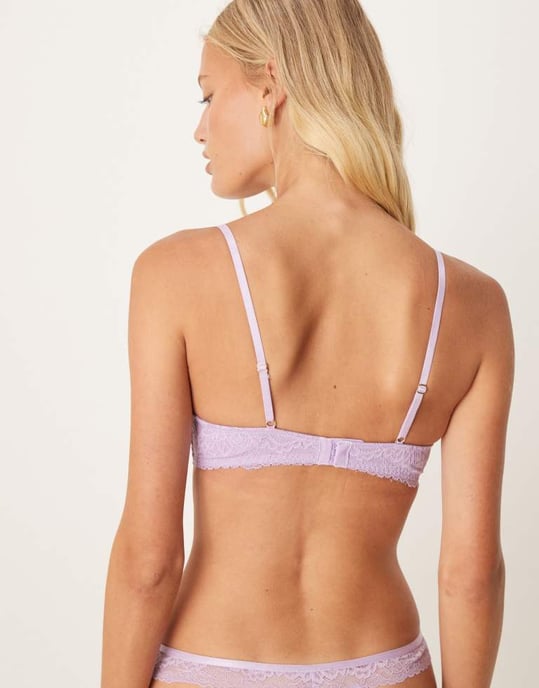 ASOS DESIGN Rosalie spetsbehå med underwire och blommig kant i lila - Image 4