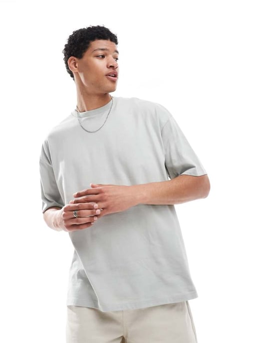ASOS DESIGN oversized t-shirt with summer palm graphic in light grey - Image 3