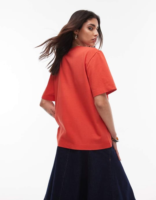 Topshop premium basic short sleeve tee in rust red - Image 3