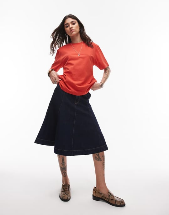 Topshop premium basic short sleeve tee in rust red - Image 4
