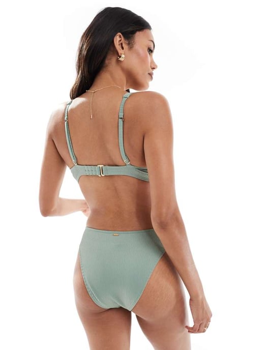 Hollister curvy högmidjad cheecky bottom-set i grön - Image 4