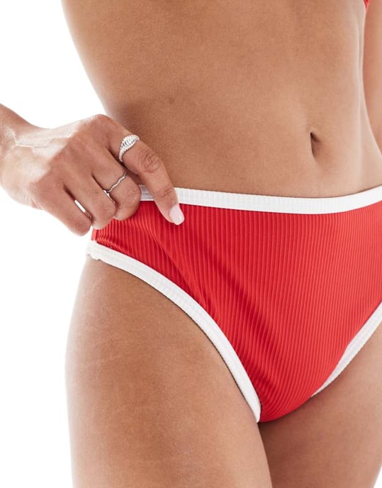Hollister hög midja cheeky bottoms-set i röd - Image 2