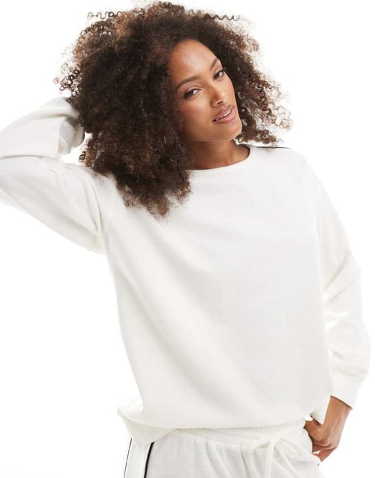 Cotton On ribbed long sleeve beach top in white - Image 1