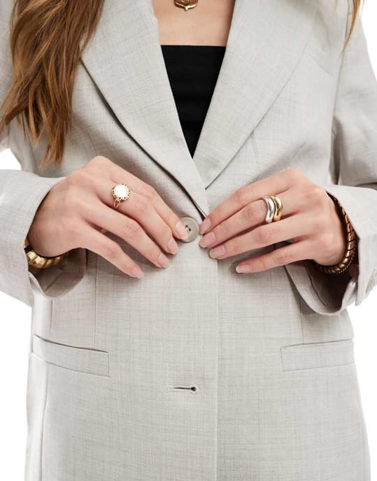 Vero Moda boxig blazer-set i blågrå - Image 3