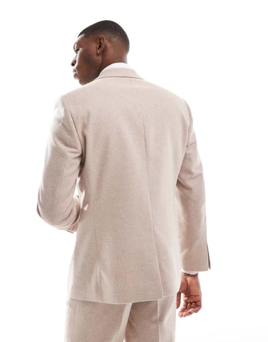ASOS DESIGN slim fit ullblandning kavaj i ljusrosa tweed - Image 4