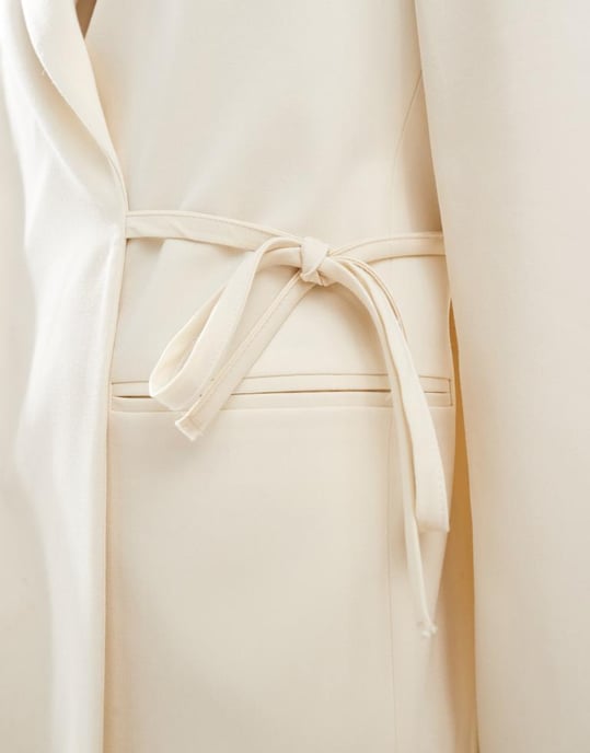 ASOS DESIGN knyt-sidoversize blazer i smörkräm co ord - Image 4