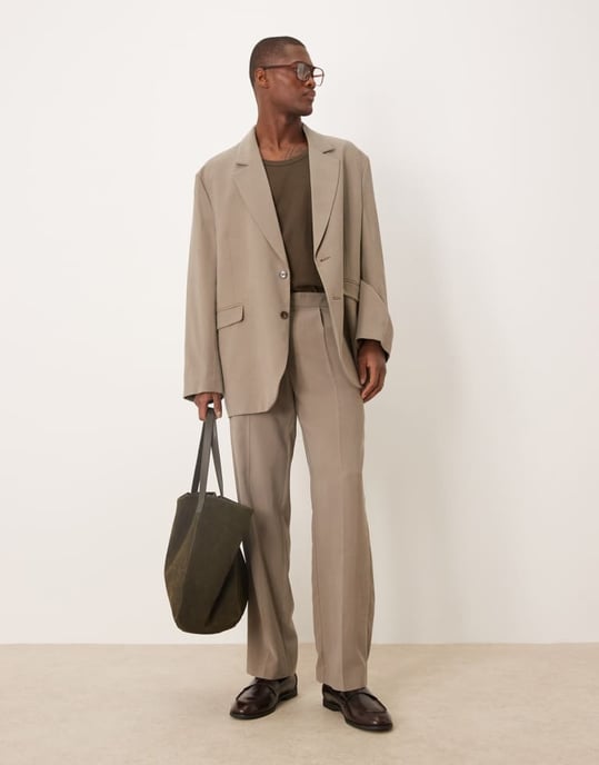 ASOS DESIGN avslappnad oversize kostymjacka i sten - Image 2