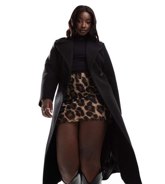 Forever New Curve formal wrap coat in black - Image 1