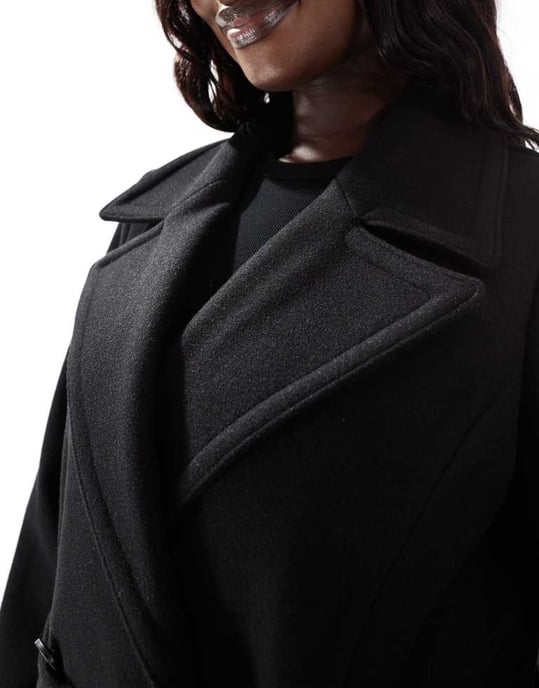 Forever New Curve formal wrap coat in black - Image 3