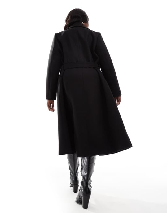 Forever New Curve formal wrap coat in black - Image 4
