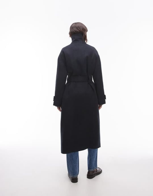 Topshop tabbälte bilrock i twill i marinblå - Image 3
