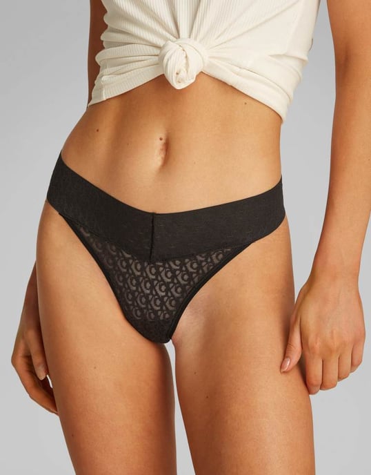 Calvin Klein Modern Lace 3-pack lågröstande stringtrosor i svart/vitt/rosa - Image 3