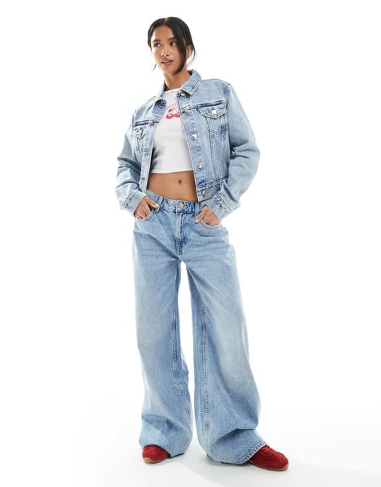 Miss Selfridge Petite denimjacka i ljusblå tvätt - Image 2