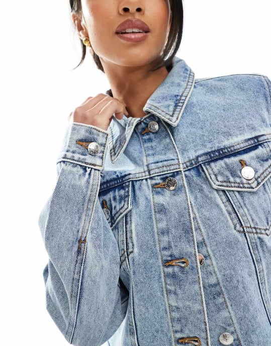 Miss Selfridge Petite denimjacka i ljusblå tvätt - Image 3