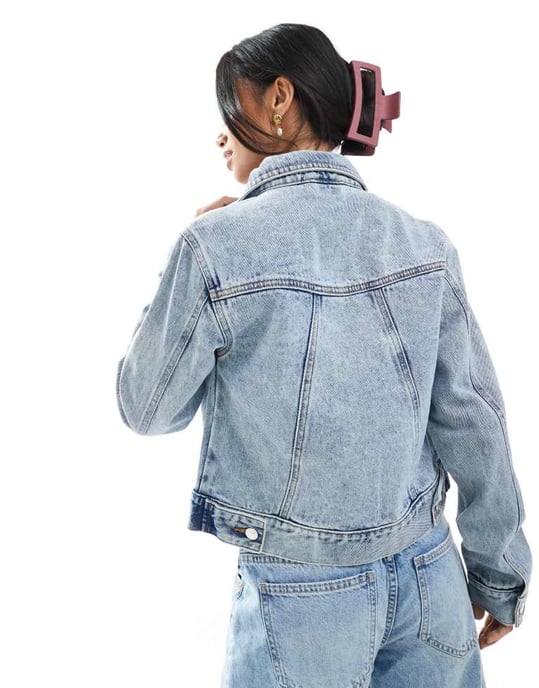 Miss Selfridge Petite denimjacka i ljusblå tvätt - Image 4