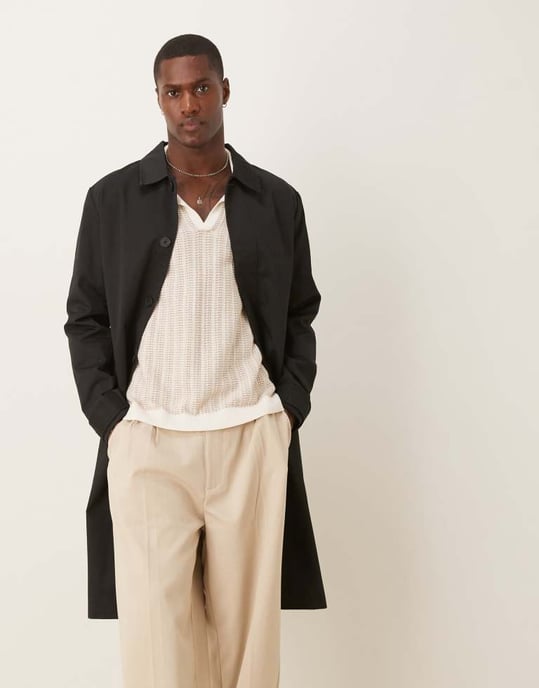 ASOS DESIGN trenchcoat i svart - Image 4