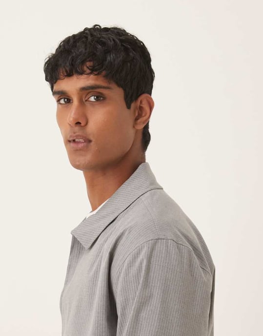 ASOS DESIGN smart co-ord kort harringtonjacka i grårandig - Image 4