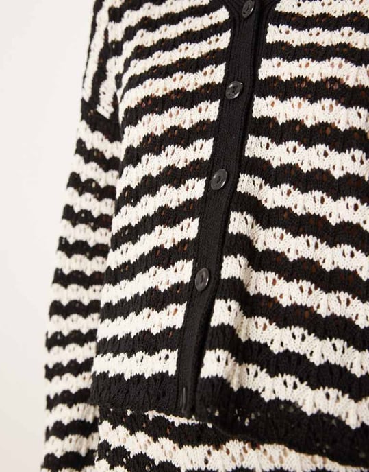 ASOS DESIGN koord stickad v-ringad cardigan i randigt mönster - Image 3