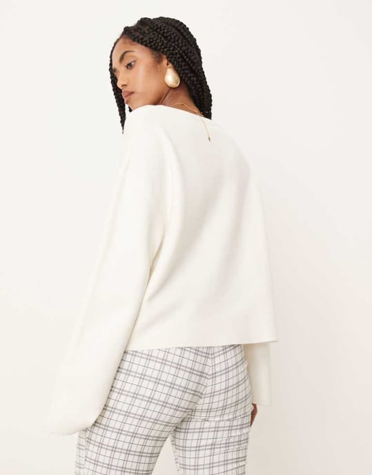 Gina Tricot lättstickad knytcardigan i krämfärg - Image 2
