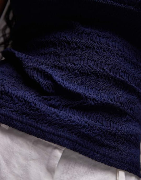Topshop crinkle one shoulder top in navy - Image 2
