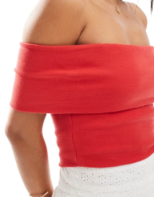 Hollister off the shoulder top in red - Image 4