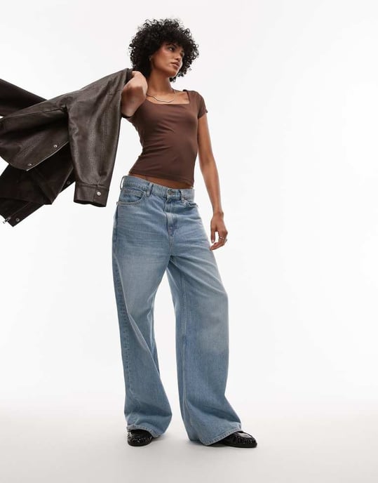 Topshop slinky topp med cap ärm i chokladbrun - Image 2