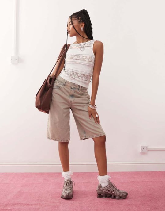 COLLUSION lace high neck sleeveless top in cream - Image 2