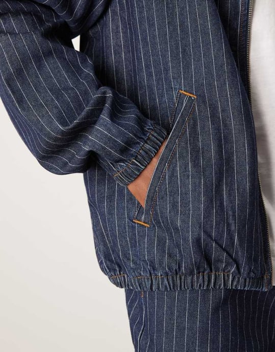 ASOS DESIGN co-ord oversized denimjacka med ränder - Image 3