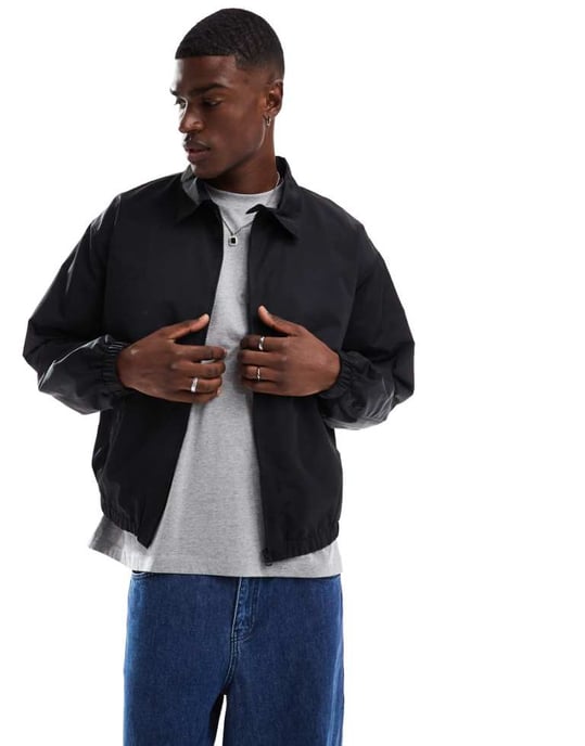 ASOS DESIGN lätt harrington-jacka i svart - Image 1