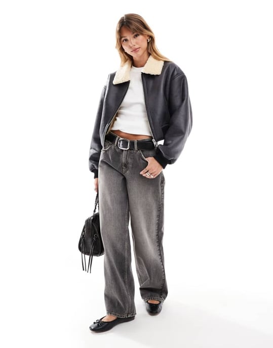 ASOS DESIGN kortad flygjakke i svart - Image 2