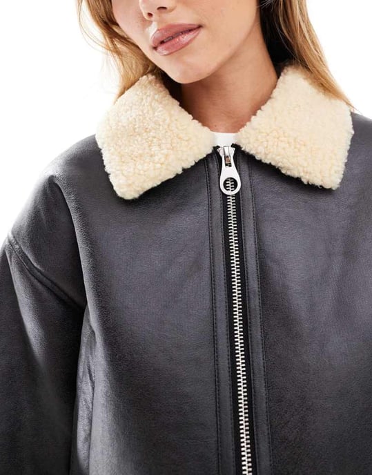 ASOS DESIGN kortad flygjakke i svart - Image 3