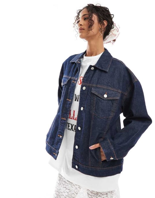 ASOS DESIGN oversize 90-talets jeansjacka i tvättad denim - Image 1