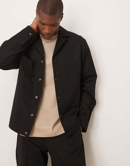 ASOS DESIGN smart co-ord revere jacka i svart - Image 1