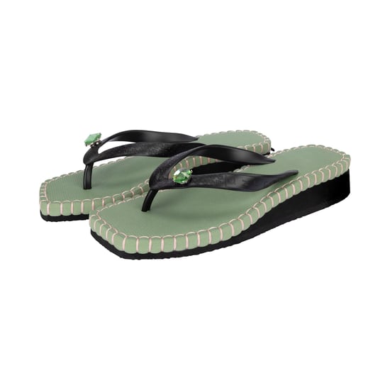 Gestikt door S Mid Heel Green Flip Flop groen - Image 3