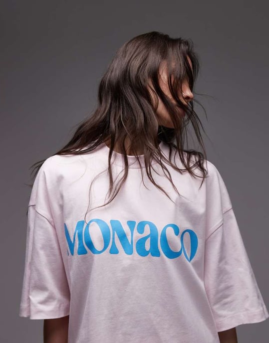Topshop jersey graphic t-shirt in pink - Image 1