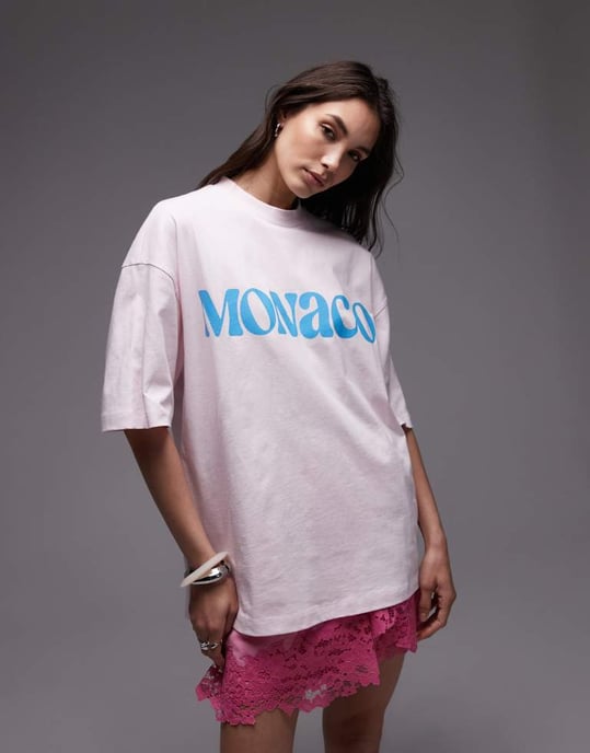 Topshop jersey graphic t-shirt in pink - Image 4