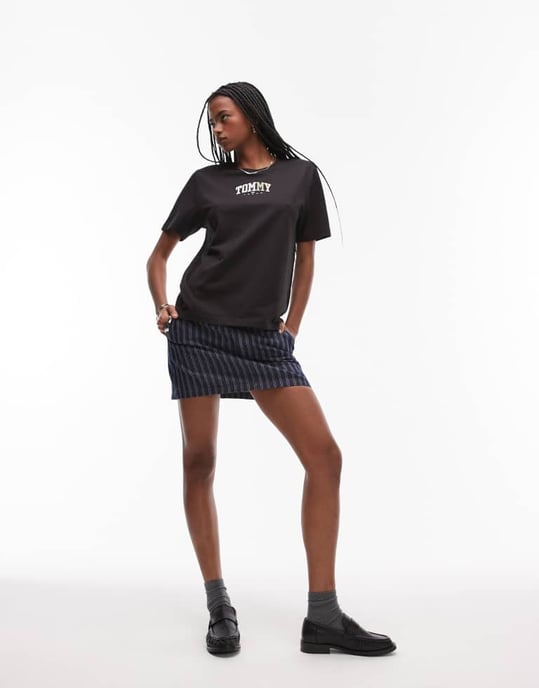 Tommy Jeans neutral varsity logo t-shirt in black - Image 3