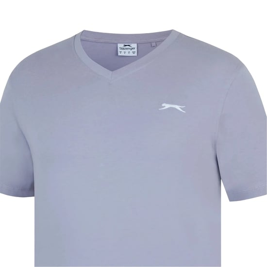 Slazenger Heren Geborduurd Logo Katoenen T-Shirt (Stoffig lavendel) - Image 3
