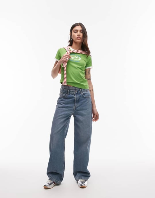 Resume sporty ringer t-shirt in green - Image 2