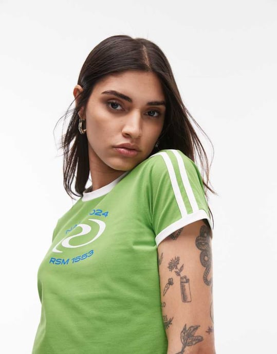 Resume sporty ringer t-shirt in green - Image 3