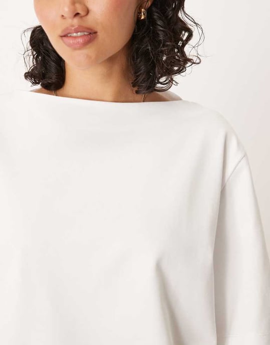 ASOS DESIGN boat neck oversized tee in white - Image 2