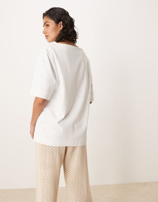 ASOS DESIGN boat neck oversized tee in white - Image 4